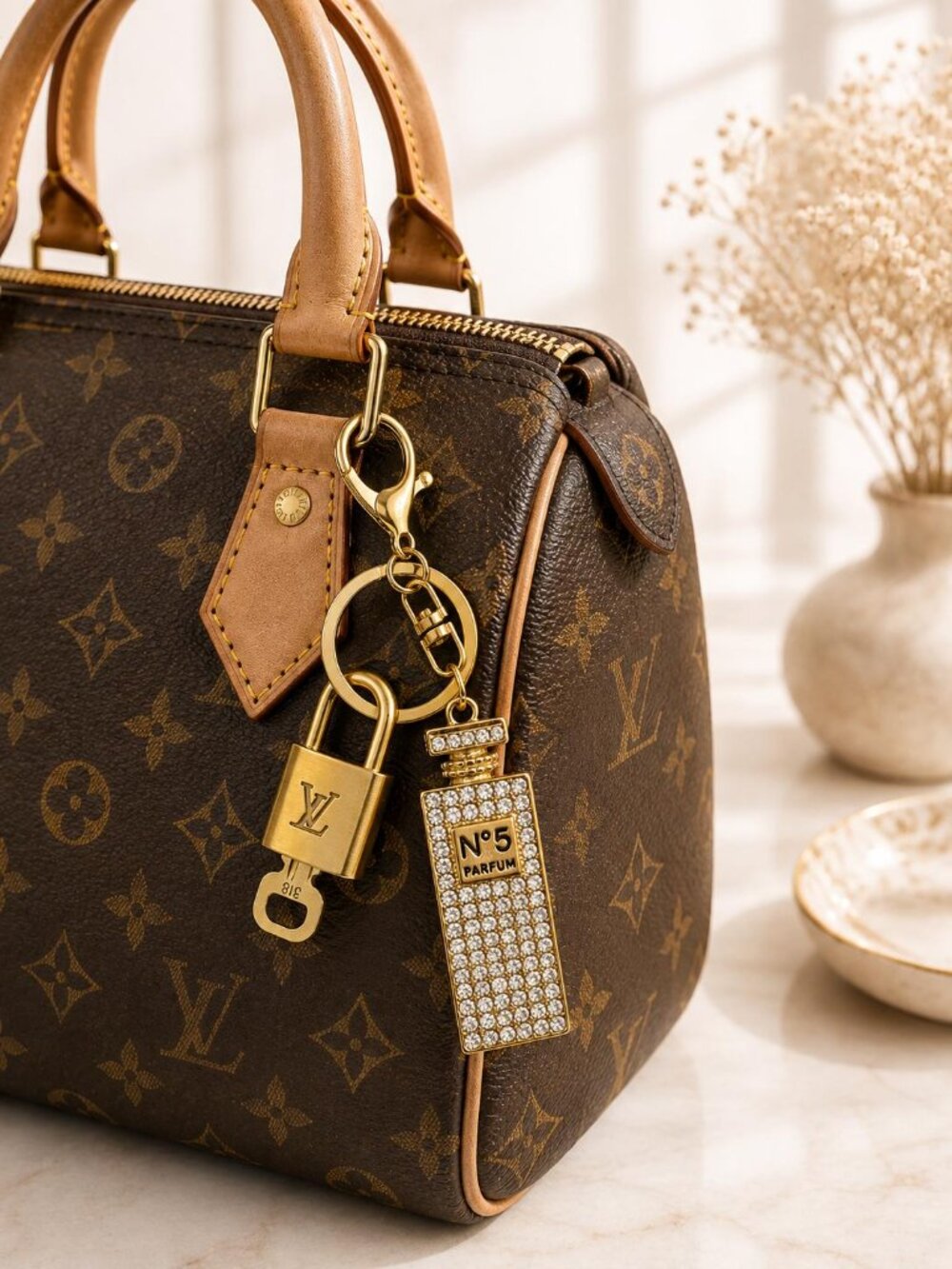 Authentic Louis Vuitton Gold Lock 🔒 Unbranded Perfume Bottle Keychain